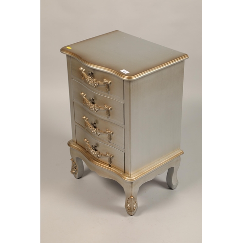 499 - Pair of contemporary silver four drawer bedside chests