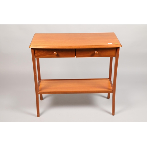 501 - Sutcliffe oak two tier side table fitted with two frieze drawers