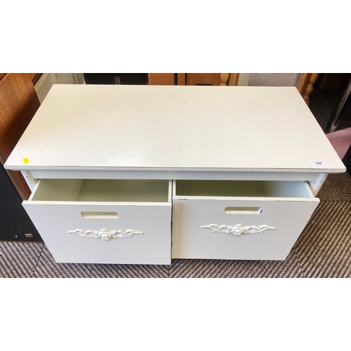 449 - White ottoman fitted with two drawers 90cm d