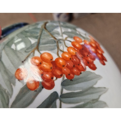 1 - Royal Copenhagen vase in a rowan berry pattern, base signed Gerda Rubardt, 'privat', and dated 1916,... 