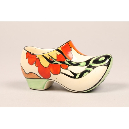 62 - Clarice Cliff Fantasque Sabot hand painted Bizarre Honolulu pattern, for Newport Pottery, length 11c... 