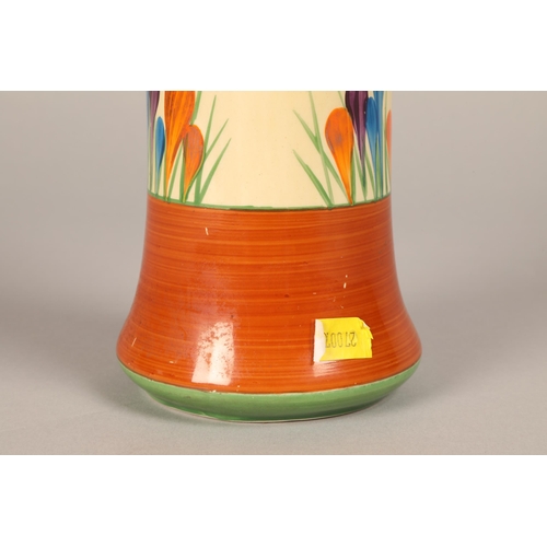 63 - Clarice Cliff Bizarre vase in the crocus design, hand painted floral spray between brown and yellow ... 