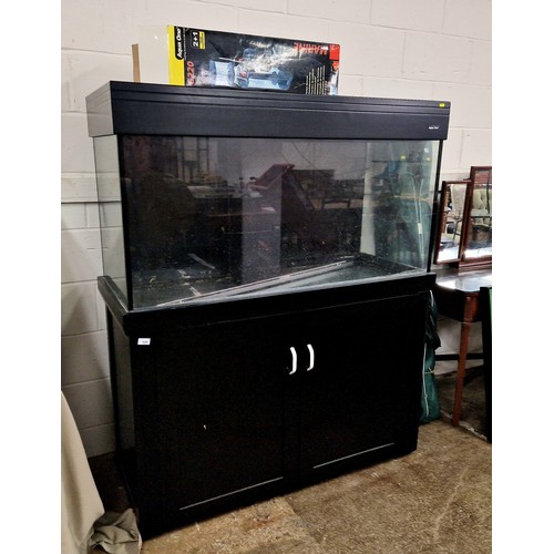 620 - Large Aqua One fish tank over two door cupboard unit with accessories, 157cm high x 132cm wide x 54c... 