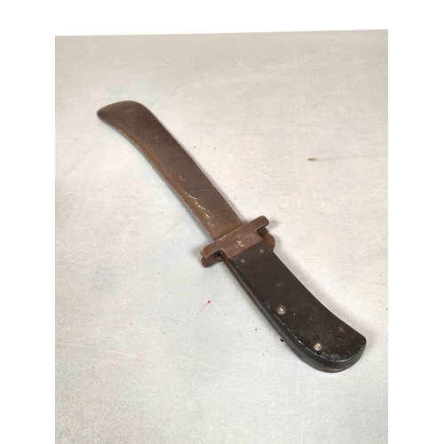 216 - WW2. USAF folding survival machete and a British military billhook dated 1942. (2)