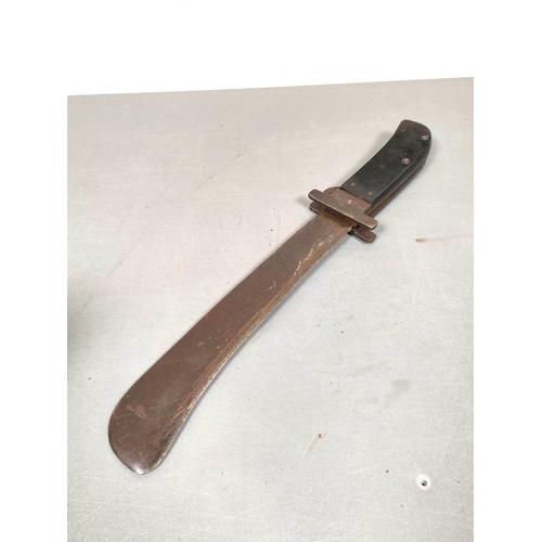 216 - WW2. USAF folding survival machete and a British military billhook dated 1942. (2)