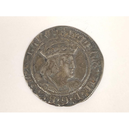 146 - England. Henry VIII (1509-1547), Groat, second coinage, Lis Canterbury mint OBV crowned and draped b... 