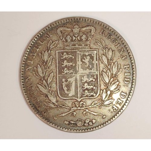 155 - United Kingdom. Queen Victoria (1837-1901) silver crown 1845 cinquefoil stops S3882. VG... 