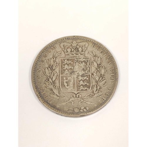 156 - United Kingdom. Queen Victoria (1837-1901) silver crown 1847 XI cinquefoil stops S3882. G+... 