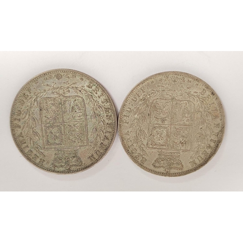 157 - United Kingdom. Queen Victoria (1837-1901) two silver halfcrowns one dated 1880, the other 1885. S38... 