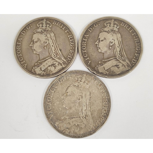 159 - United Kingdom. Queen Victoria (1837-1901) two silver crowns dated 1889 and another dated 1891 S.392... 