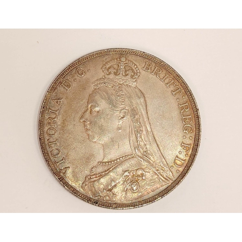 161 - United Kingdom. Queen Victoria (1837-1901) silver crown 1888 (narrow date) S.3921. EF... 