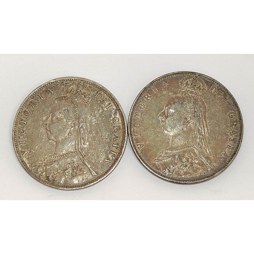 164 - United Kingdom. Queen Victoria (1837-1901) silver halfcrowns dated 1887 and 1889 S.3924. Both EF (2)... 