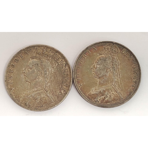 164 - United Kingdom. Queen Victoria (1837-1901) silver halfcrowns dated 1887 and 1889 S.3924. Both EF (2)... 