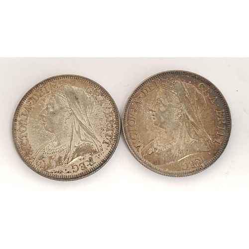 165 - United Kingdom. Queen Victoria (1837-1901) silver halfcrowns dated 1893 and 1897 S.3938. Both VF/EF ... 