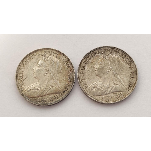 168 - United Kingdom. Queen Victoria (1837-1901) silver 1895 shilling EX+ S.3940. Also another dated 1899 ... 