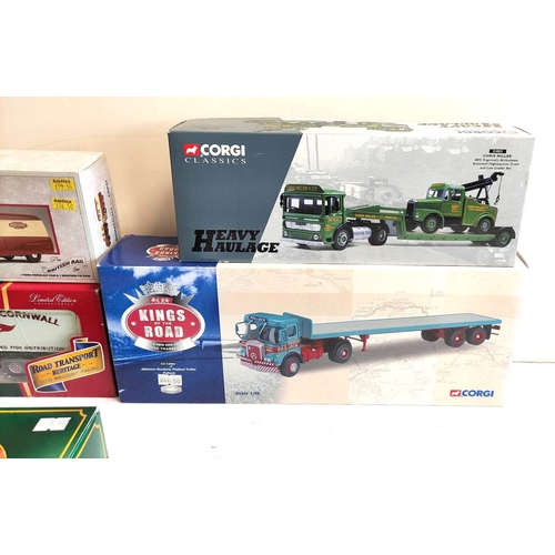 72 - Corgi. Six boxed 1:50 scale diecast model haulage vehicles. To include Atkinson Borderer Flatbed Tra... 