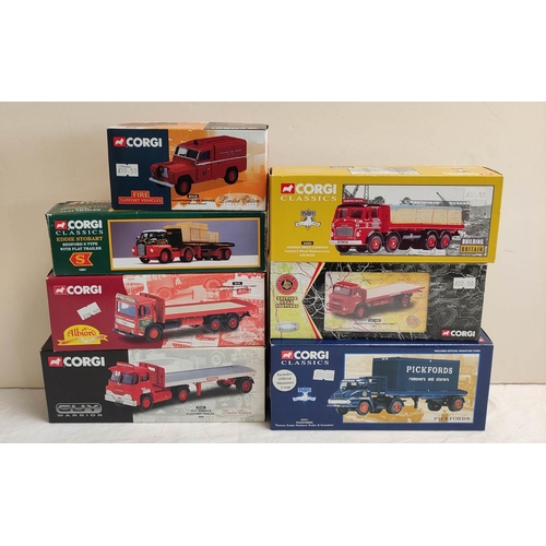 73 - Corgi. Seven boxed 1:50 scale diecast model good's vehicles. To include Leyland 8 Wheel Platform Lor... 