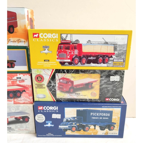 73 - Corgi. Seven boxed 1:50 scale diecast model good's vehicles. To include Leyland 8 Wheel Platform Lor... 