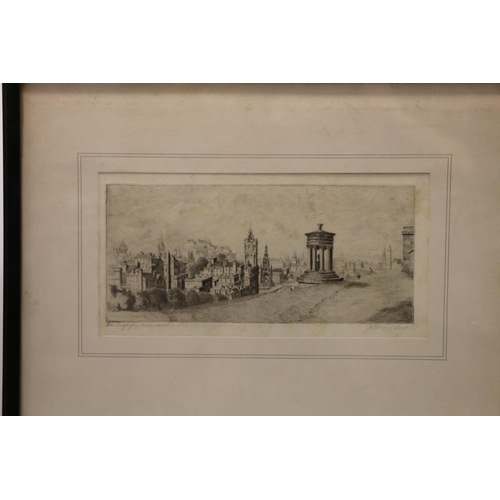 91 - J H WILEY, Edinburgh from Calton Hill, etching, 12cm x 24cm.