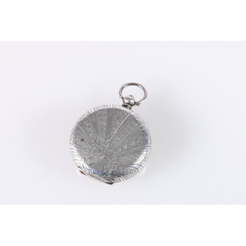 559 - Silver cased open face fob watch marked .935, 4cm.