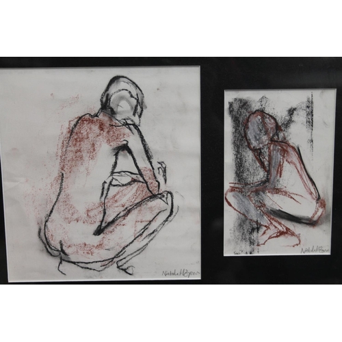 336 - NATALIE MCGOWAN, six figurative studies, charcoal drawings, signed, the largest 20cm x 18cm, six dra... 