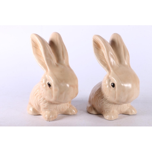 15 - Pair of Sylvac style rabbits, three pieces of Wedgewood green jasperware, a gold anchor mark porcela... 