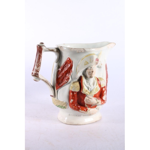 24 - Antique style toby jug, 14cm high, and a Lord Wellington and General Hill relief decorated jug.