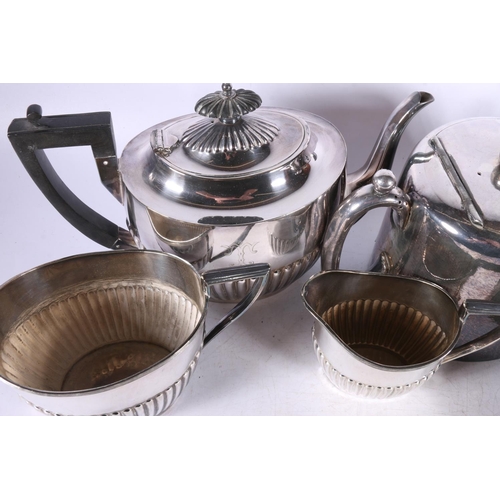 35 - EP ware to include a Walker & Hall three-piece teaset, a cruet set in fitted case, and a Hotel p... 