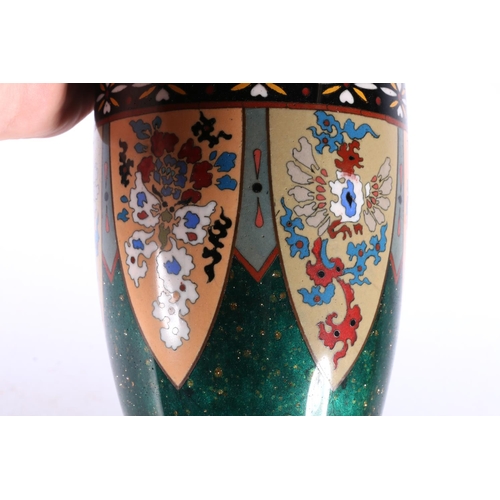 46 - 19th century cloisonné vase, with aventurine copper inclusions, 30cm high.