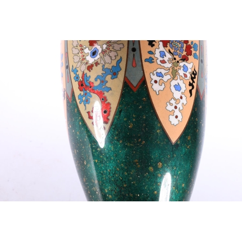 46 - 19th century cloisonné vase, with aventurine copper inclusions, 30cm high.