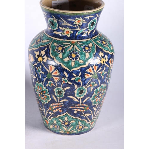 55 - Indo-Persian pottery baluster vase, and an Upchurch Pottery jug.