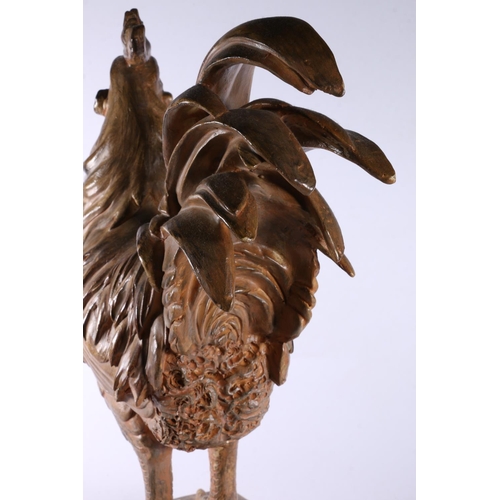 75 - Composition figure of a rooster, 43cm high.