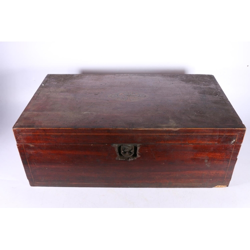 87 - 19th century mahogany writing slope, with inlaid top, 18cm x 49cm x 28cm.