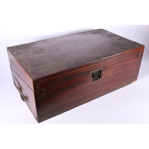 87 - 19th century mahogany writing slope, with inlaid top, 18cm x 49cm x 28cm.