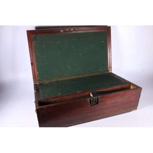 87 - 19th century mahogany writing slope, with inlaid top, 18cm x 49cm x 28cm.