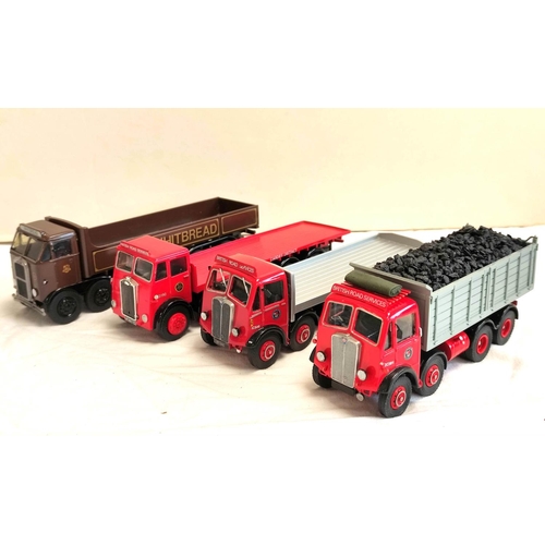 76 - Four diecast 1.48 scale vehicles likely by Asam models to include BRS 8 wheel flatbed lorry, coal ti... 