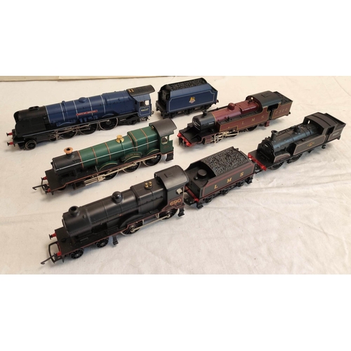 127 - Hornby. Five model locomotives to include LMS Class 4P 2-6-4T 2300 L5268, Princess Coronation Class ... 