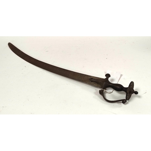 205 - 19th century Indian Talwar curved sabre the blade measuring 75cm. Traces of gilt to disc pommel.