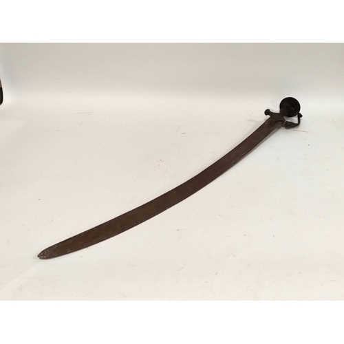 205 - 19th century Indian Talwar curved sabre the blade measuring 75cm. Traces of gilt to disc pommel.