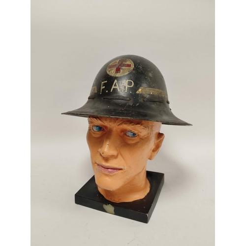 218 - WW2. Home Front F.A.P (First Aid Post) brodie helmet. Liner dated 1941.