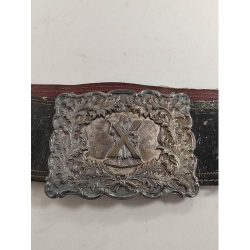 222 - Late 19th century regimental silver officer's belt from the estate of Major Macalister Hall. The cen... 