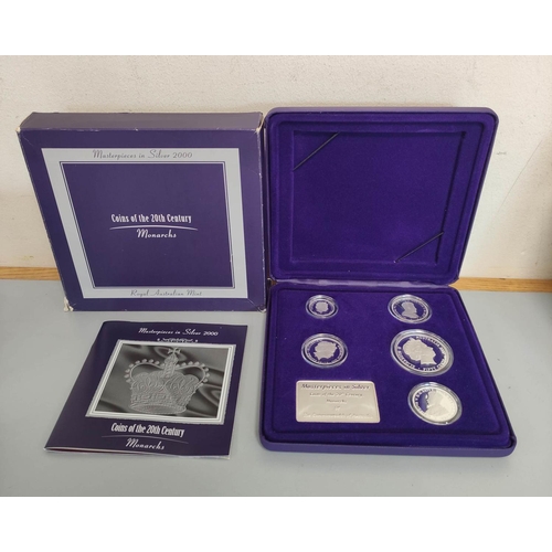 181 - Royal Australian Mint 2000 Materpieces in Silver limited edition five coin set no 8249/15000. 