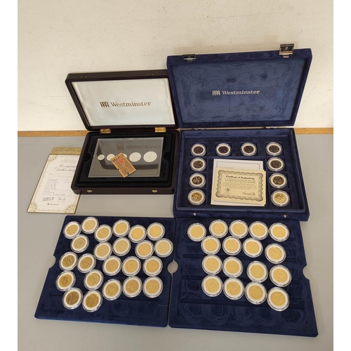 183 - Morgan Mint 24ct gold plated Statehood Quarters Dollar set with certificates and a limited edition W... 