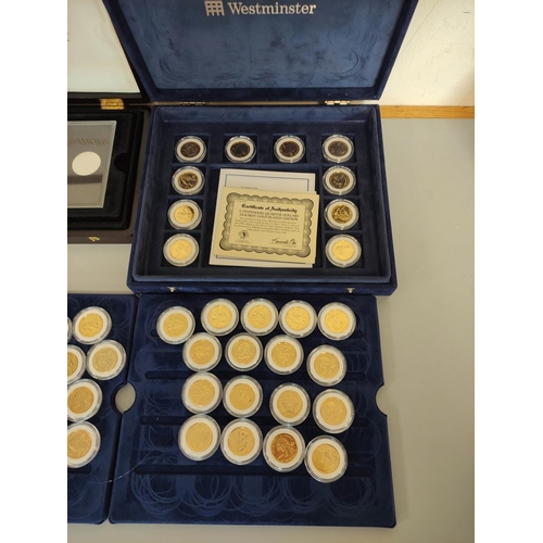 183 - Morgan Mint 24ct gold plated Statehood Quarters Dollar set with certificates and a limited edition W... 