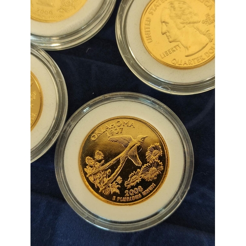 183 - Morgan Mint 24ct gold plated Statehood Quarters Dollar set with certificates and a limited edition W... 