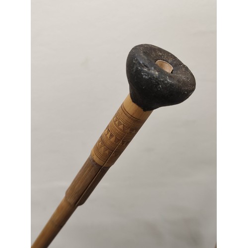 206 - Malay Peninsular Blowpipe possibly Sakai tribe 85 inch, bamboo tube with decorated top section. Comp... 