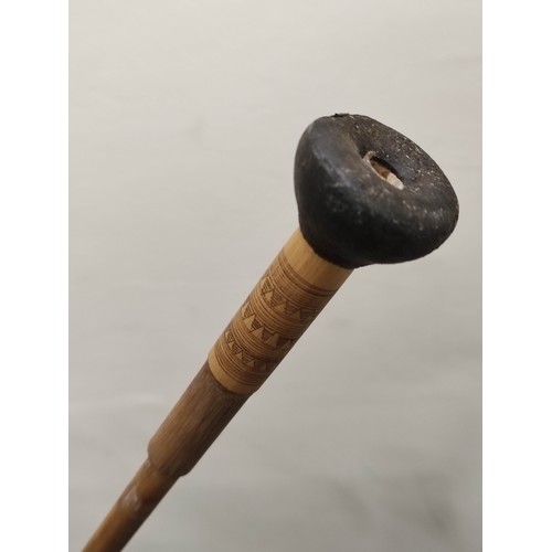 206 - Malay Peninsular Blowpipe possibly Sakai tribe 85 inch, bamboo tube with decorated top section. Comp... 