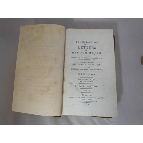 151 - HAMILTON ELIZA.  Translation of the Letters of a Hindoo Rajah ... to Which is Prefixed A P... 