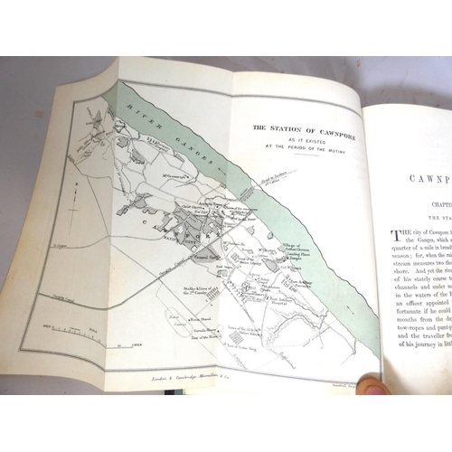 160 - TREVELYAN G. O.  Cawnpore. Col. litho frontis, eng. vignette & fldg. plan. Half calf, ... 