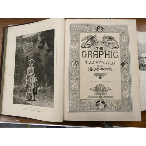 46 - THE GRAPHIC, An Illustrated Weekly Newspaper.  Three bound vols., 10, 21 & 22. Very many plates,... 